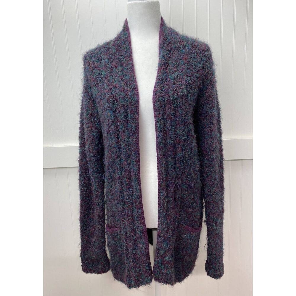 Alpaca Wool Blend Cardigan Tey-Art Sz Medium Hand-Made Sweater Peru Fuzzy Soft